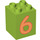 Duplo Lime Brick 2 x 2 x 2 with Orange &#039;6&#039; (31110 / 88265)