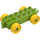 Duplo Lime Car Chassis 2 x 6 with Yellow Wheels (Open Hitch) (10715 / 14639)