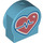 Duplo Medium Azure Brick 1 x 3 x 2 with Round Top with Heart and Heartbeat Symbol with Cutout Sides (14222 / 81349)