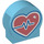 Duplo Mittleres Azure Backstein 1 x 3 x 2 mit Runden oben mit Herz und Heartbeat Symbol mit Ausschnittseiten (14222 / 81349)