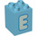 Duplo Medium Azure Brick 2 x 2 x 2 with Letter &quot;E&quot; Decoration (31110 / 65972)