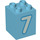 Duplo Medium Azure Brick 2 x 2 x 2 with Number 7 (31110 / 77924)