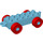 Duplo Medium azuurblauw Auto Chassis 2 x 6 met Rood Wielen (moderne open trekhaak) (14639 / 74656)