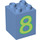 Duplo Medium Blue Brick 2 x 2 x 2 with green &#039;8&#039; (31110 / 88267)