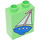 Duplo Medium Green Brick 1 x 2 x 2 with Sail Boat without Bottom Tube (4066)