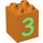 Duplo Orange Brick 2 x 2 x 2 with Green &#039;3&#039; (31110 / 88262)