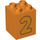 Duplo Orange Brick 2 x 2 x 2 with Number 2 (31110 / 77919)