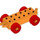 Duplo Oranje Auto Chassis 2 x 6 met Rood Wielen (moderne open trekhaak) (14639 / 74656)