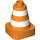 Duplo Orange Cone 2 x 2 x 2 with White Stripes (12011 / 47408)
