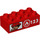 Duplo Rood Steen 2 x 4 met Brandweerman, Wit Brand logo en 123 (3011 / 65963)