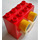 Duplo Rood Steen 2 x 4 x 3 met Geel Ogen en Wit Mond (pressable Knoppen)