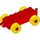 Duplo Red Car Chassis 2 x 6 with Yellow Wheels (Open Hitch) (10715 / 14639)