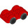 Duplo Red Car with Black Wheels and Silver Hubcaps (11970 / 35026)