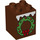 Duplo Roodachtig Bruin Steen 2 x 2 x 2 met Wit Snow en Green Christmas Wreath (1362 / 31110)