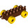 Duplo Reddish Brown Car Chassis 2 x 6 with Yellow Wheels (Open Hitch) (10715 / 14639)