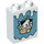 Duplo White Brick 1 x 2 x 2 with blue ripple and cow  with Bottom Tube (15847 / 66005)