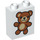 Duplo White Brick 1 x 2 x 2 with Teddy Bear with Bottom Tube (15847 / 26275)