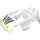 Duplo White Car Body with Yellow Headlights with Zebra stripes (12109 / 93671)