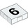Duplo Weiß Fliese 2 x 2 mit Seite Indents mit Number 6 (14446 / 48505)