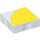 Duplo White Tile 2 x 2 with Side Indents with Yellow Quarter Disc (6309 / 48734)