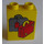 Duplo Geel Steen 1 x 2 x 2 met 1 Grijs en 1 Rood Koffer zonder buis aan de onderzijde (4066)