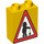 Duplo Yellow Brick 1 x 2 x 2 with Road Sign Triangle with Construction Worker without Bottom Tube (4066 / 40991)