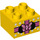 Duplo Yellow Brick 2 x 2 with White Spotty Present with Pink Bow (3437 / 38651)