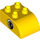Duplo Gelb Backstein 2 x 3 mit Gebogenes Oberteil mit Eye mit Klein Weiß Spot (10446 / 13858)