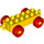 Duplo Yellow Car Chassis 2 x 6 with Red Wheels (Open Hitch) (14639 / 74656)