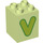 Duplo Geelachtig groen Steen 2 x 2 x 2 met Letter &quot;V&quot; Decoratie (31110 / 65945)