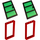 LEGO 1x4x6 Red Door and Frames, Transparent Green Panes Set B003