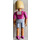 LEGO Belville Flicka med Dark Rosa Topp med Röd Sträng Rosett, Ljus Violett Shorts Minifigur