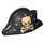 LEGO Nero Bicorne Pirata Cappello con Gold Teschio e Crossbones (2528 / 10875)