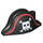 LEGO Schwarz Bicorne Pirate Hut mit rot Line und Skull (2528 / 74900)