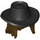 LEGO Black Cowboy Hat with Dark Brown Hair (13771)