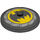 LEGO Black Dish 4 x 4 with Batman Decoration (Solid Stud) (3960 / 77206)