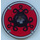 LEGO Zwart Disk 3 x 3 met Viking Schild Zwart Curly en Rood Patroon Sticker (2723)