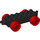 LEGO Black Duplo Car Chassis 2 x 6 with Red Wheels (Modern Open Hitch) (14639 / 74656)