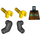 LEGO Zwart Fireman&#039;s Torso met Oranje en Geel Safety Vest (973 / 76382)