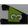 LEGO Schwarz Flagge 2 x 2 Angled mit Weiß Number 3 auf Lime Background (Recht) Aufkleber ohne ausgestellten Rand (44676)