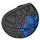 LEGO Zwart Halve Bal met Kruis Gat met Blauw Marbled (60934 / 90796)