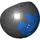 LEGO Zwart Halve Bal met Kruis Gat met Blauw Marbled (60934 / 90796)