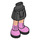 LEGO Negro Cadera con Basic Curvo Falda con Bright Rosa Boots y Negro Laces con bisagra gruesa (35634)