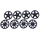 LEGO Zwart Hub Caps (9 Spoke en 5 Spoke) (72210)