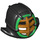 LEGO Schwarz Kendo Helm mit Gold Gitter und Green Trim (49411 / 98130)
