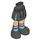 LEGO Black Minidoll Hip with Curved Skirt with Black Boots with Dark Azure Stripes (Thick Hinge) (92820)