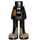 LEGO Black Minidoll Hip with Curved Skirt with Dark Orange Sash and Dark Tan Boots (Thick Hinge) (35614)