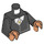 LEGO Black Minifig Torso with Black Cardigan over White Shirt, with Black Arms and Light Flesh Hands (973 / 76382)