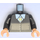 LEGO Black Minifig Torso with Black Cardigan over White Shirt, with Black Arms and Light Flesh Hands (973 / 76382)