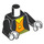LEGO Black Minifig Torso with Black Jacket, Orange Waistcoat with Yellow Button (973 / 76382)